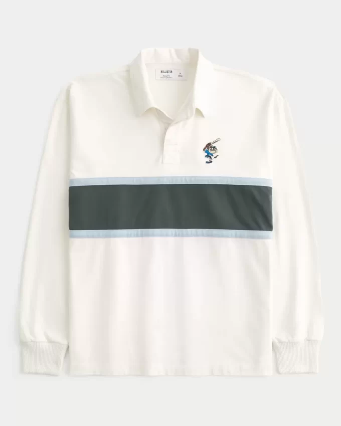 Boxy Heavyweight Tasmanian Devil Graphic Rugby Polo