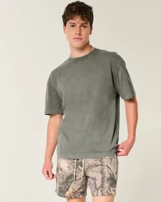 Boxy Heavyweight Washed Cotton Crew T-Shirt