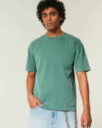 Boxy Heavyweight Washed Cotton Crew T-Shirt