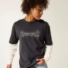 Boxy Layered Thermal Graphic Shirt