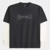 Boxy Layered Thermal Graphic Shirt