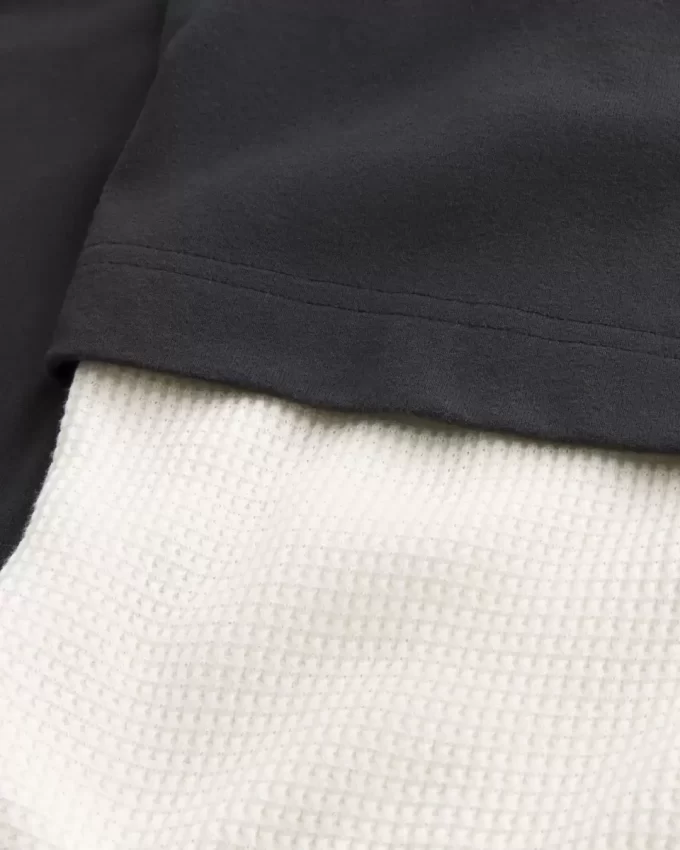 Boxy Layered Thermal Graphic Shirt