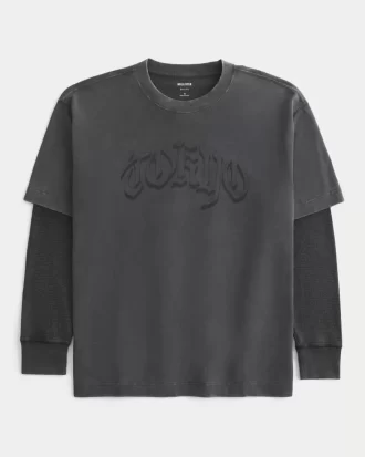 Boxy Layered Thermal Tokyo Graphic Shirt