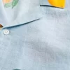 Boxy Linen-Blend Orange Pattern Shirt