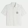 Boxy Linen-Blend Short-Sleeve Bermuda Graphic Shirt