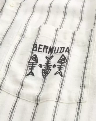 Boxy Linen-Blend Short-Sleeve Bermuda Graphic Shirt
