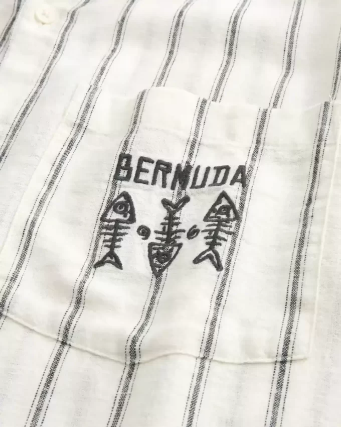 Boxy Linen-Blend Short-Sleeve Bermuda Graphic Shirt