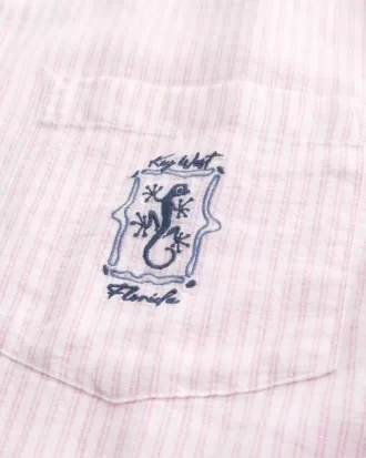Boxy Linen-Blend Short-Sleeve Key West Graphic Shirt