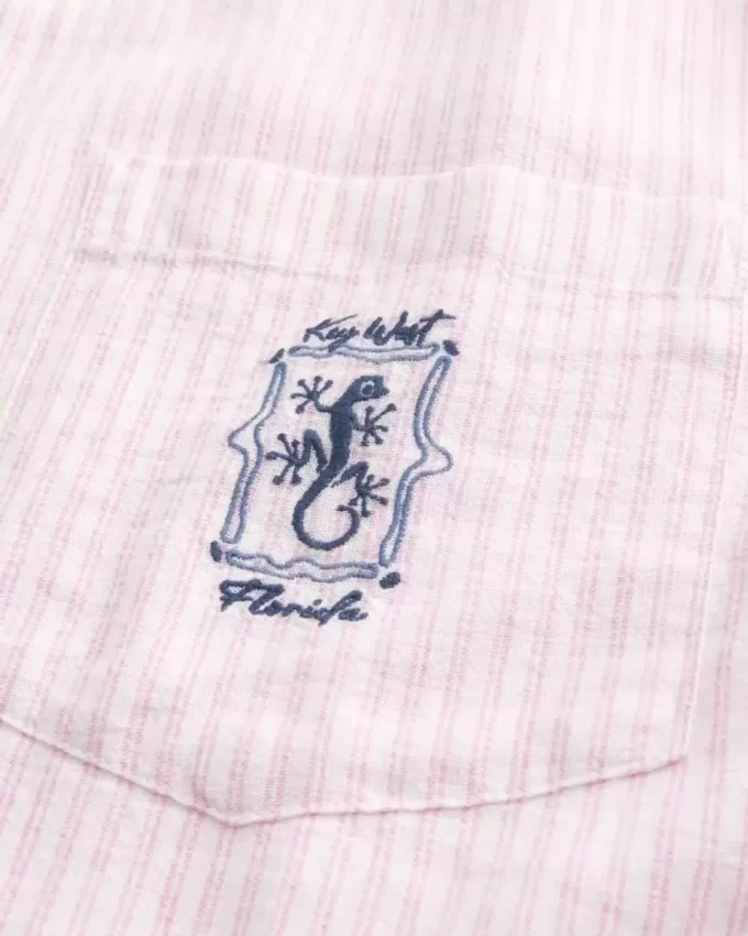 Boxy Linen-Blend Short-Sleeve Key West Graphic Shirt