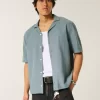 Boxy Linen-Blend Short-Sleeve Shirt
