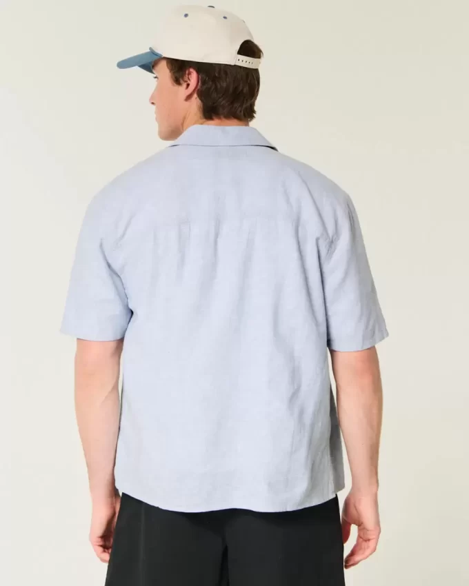 Boxy Linen-Blend Short-Sleeve Shirt