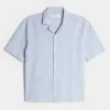 Boxy Linen-Blend Short-Sleeve Shirt