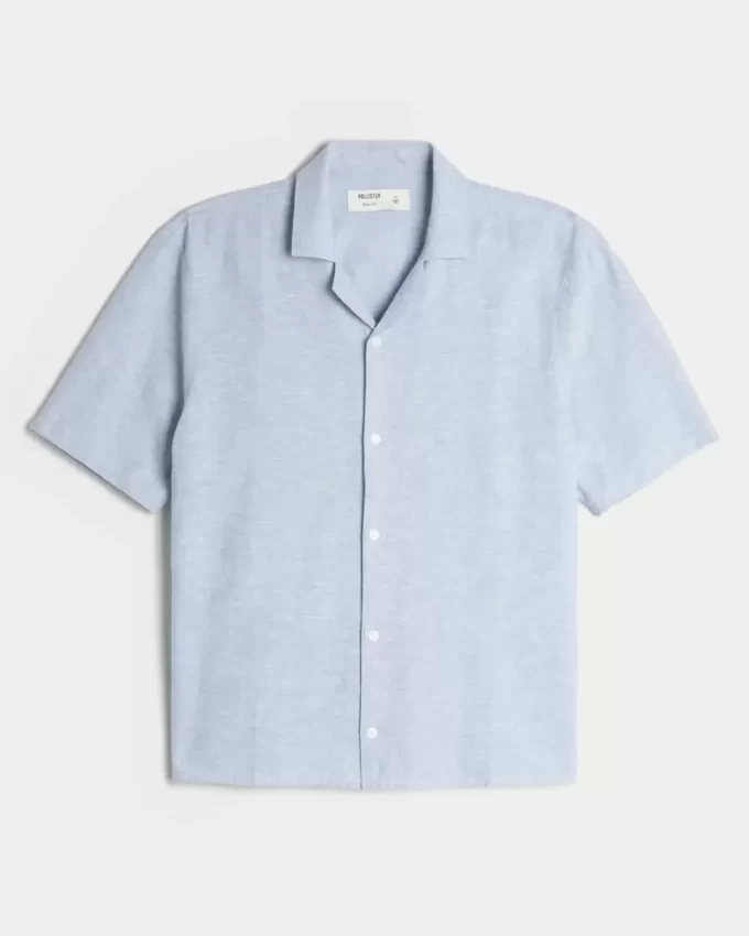 Boxy Linen-Blend Short-Sleeve Shirt
