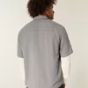 Boxy Linen-Blend Short-Sleeve Textured Shirt