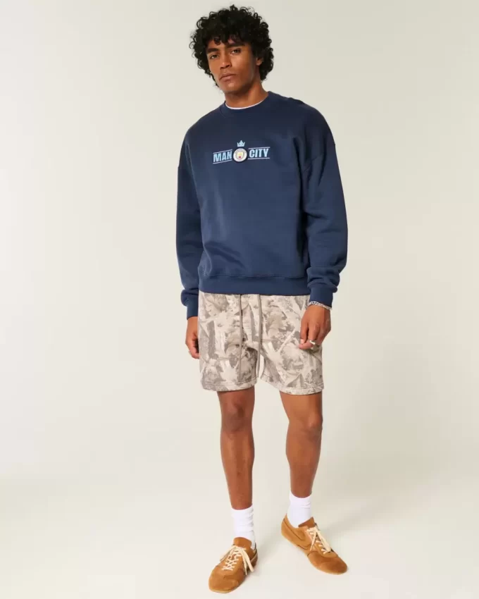 Boxy Manchester City FC Graphic Crew Sweatshirt