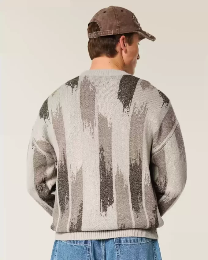 Boxy Pattern Crew Sweater