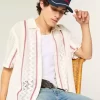 Boxy Short-Sleeve Crochet-Style Shirt