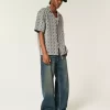 Boxy Short-Sleeve Crochet-Style Shirt