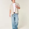 Boxy Short-Sleeve Crochet-Style Shirt