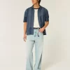 Boxy Short-Sleeve Crochet-Style Shirt