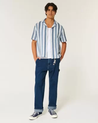 Boxy Short-Sleeve Crochet-Style Shirt