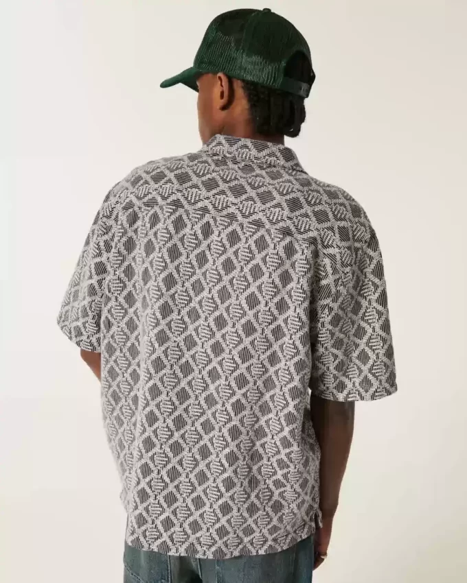 Boxy Short-Sleeve Crochet-Style Shirt