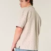 Boxy Short-Sleeve Crochet-Style Shirt
