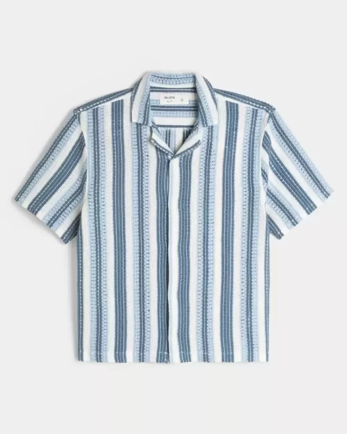 Boxy Short-Sleeve Crochet-Style Shirt