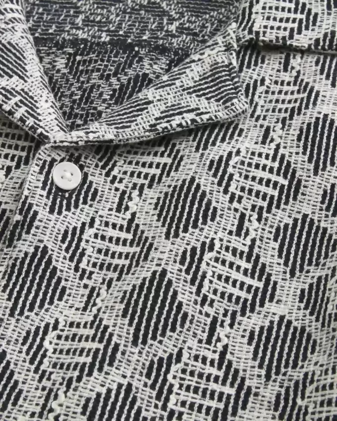 Boxy Short-Sleeve Crochet-Style Shirt