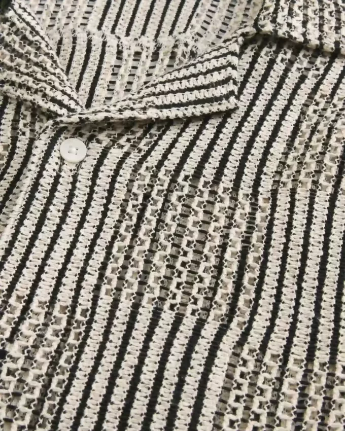 Boxy Short-Sleeve Crochet-Style Shirt