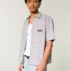 Boxy Short-Sleeve Embroidered Graphic Shirt