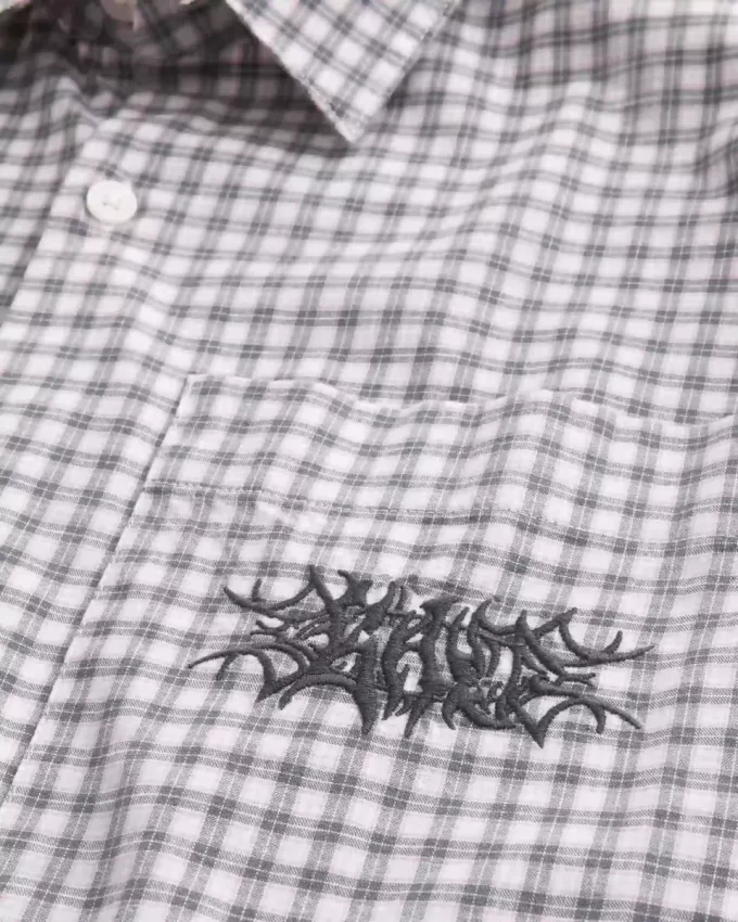 Boxy Short-Sleeve Embroidered Graphic Shirt