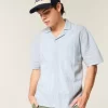 Boxy Short-Sleeve Linen-Blend Shirt