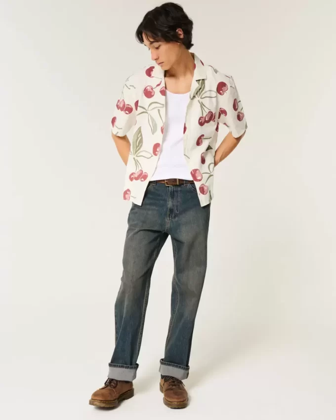Boxy Short-Sleeve Linen-Blend Shirt