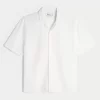 Boxy Short-Sleeve Linen-Blend Shirt