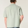 Boxy Short-Sleeve Linen-Blend Shirt