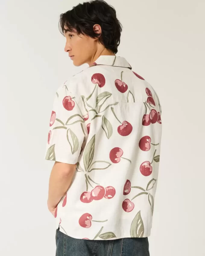 Boxy Short-Sleeve Linen-Blend Shirt