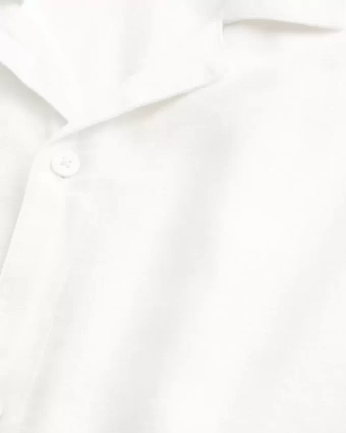Boxy Short-Sleeve Linen-Blend Shirt