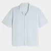 Boxy Short-Sleeve Linen-Blend Shirt