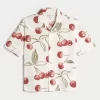 Boxy Short-Sleeve Linen-Blend Shirt