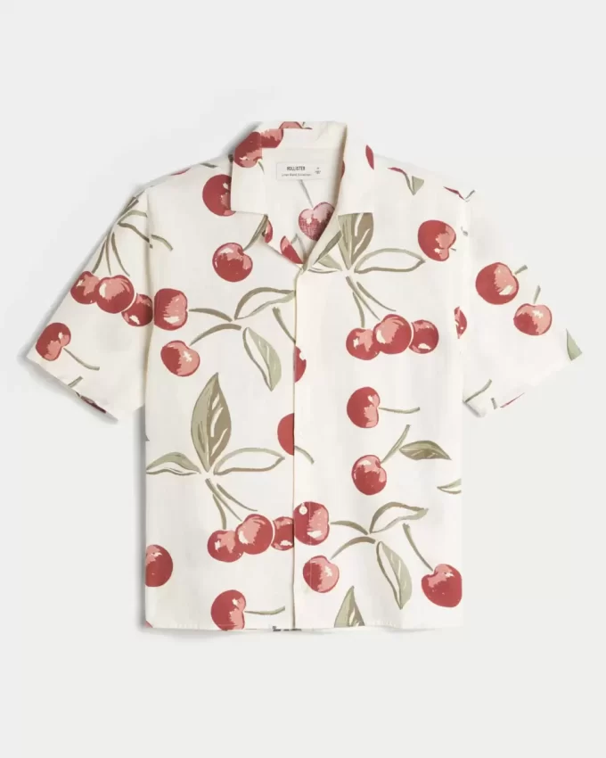 Boxy Short-Sleeve Linen-Blend Shirt
