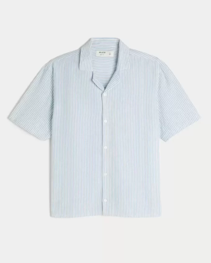 Boxy Short-Sleeve Linen-Blend Shirt