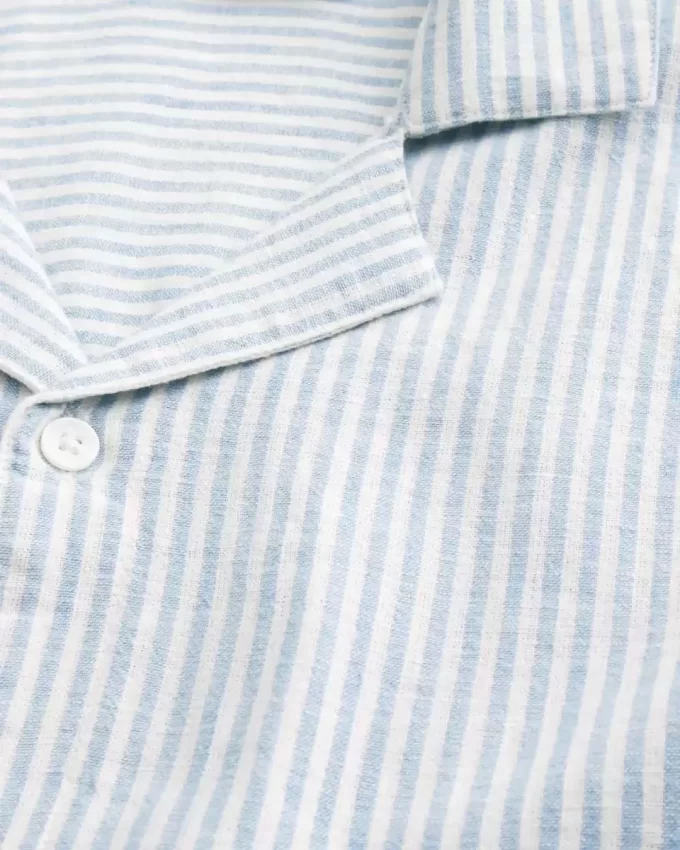 Boxy Short-Sleeve Linen-Blend Shirt