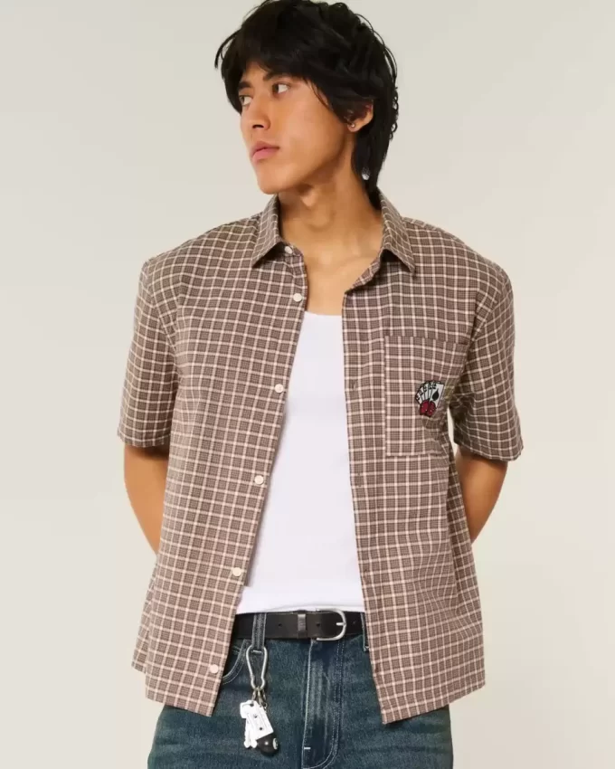 Boxy Short-Sleeve Playing Card Graphic Shirt