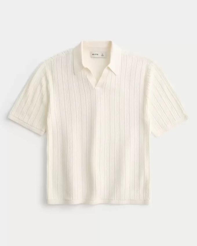 Boxy Short-Sleeve Sweater Polo