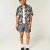 Boxy Tropical Fish Pattern Linen-Blend Shirt