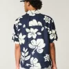 Boxy Tropical Pattern Linen-Blend Shirt