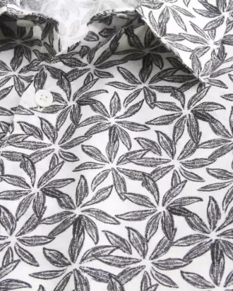 Boxy Tropical Pattern Linen-Blend Shirt