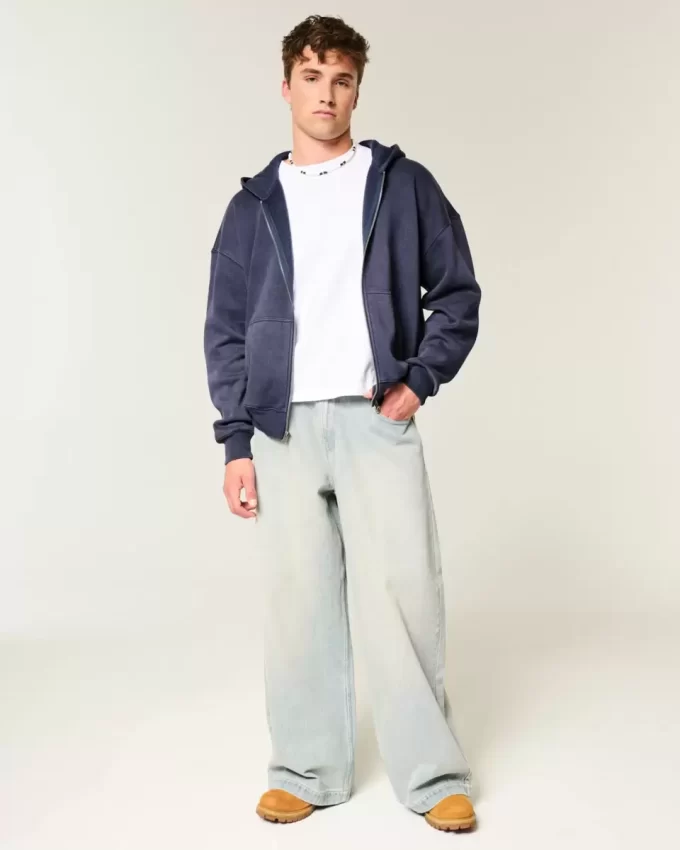 Boxy Zip-Up Hoodie