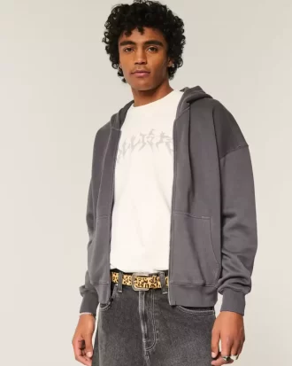 Boxy Zip-Up Hoodie